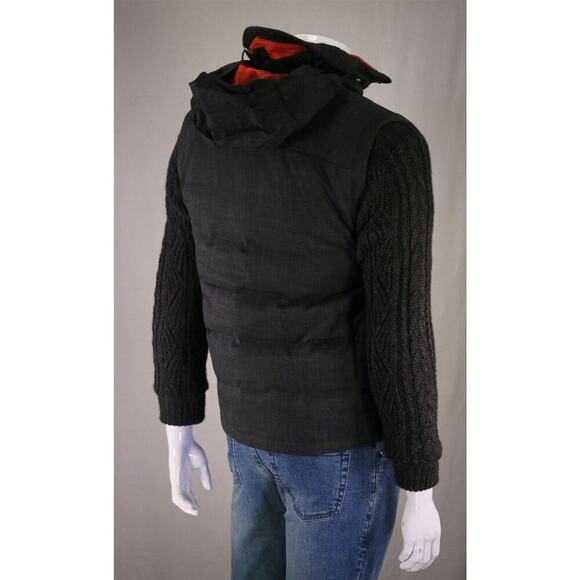Paul Stuart Japan Gray Puffer Down Jacket Vest w/ Zip Off Knit Sleeves Jacket~ S - Picture 8 of 11